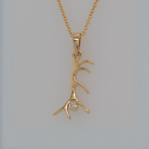 14K Diamond Antler Pendant