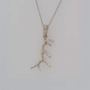 14K White Gold Antler Pendant