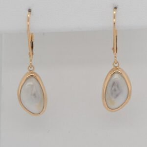14K Yellow Gold Elk Ivory Dangle Earrings