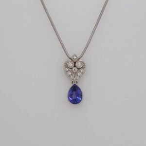 One of a Kind, Platinum Tanzanite & Diamond Pendant