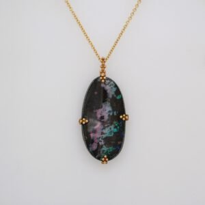 Blackened Sterling Silver & 18K Yellow Gold Opal Pendant