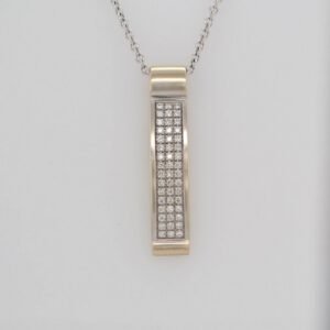 14K Pavé Diamond Bar Pendant