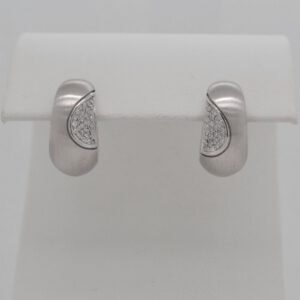 14K White Gold Pavé Diamond Hoops