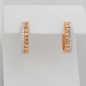 14K Two-Tone Sculpted Diamond Hoops