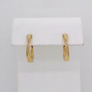 14K Twisted Diamond Hoops