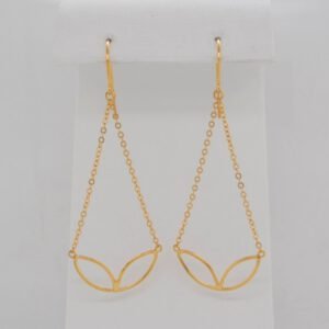 14K Hammered Open Petals Chain Drop Earrings