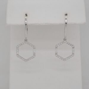 14K Diamond Hexagon Dangles