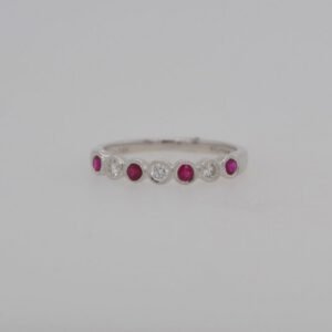 14K Ruby & Diamond Bezel Band