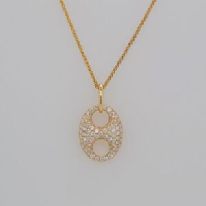 14K Pavé Diamond Geometric Cut Out Pendant