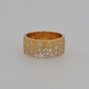 14K Confetti Diamond Wide Brushed Band