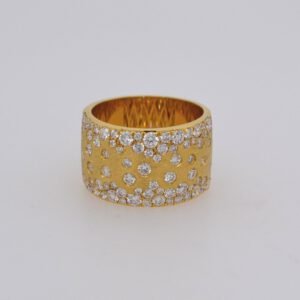14K Confetti Diamond Extra-Wide Brushed Band