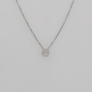 14K Pavé Diamond Hexagon Necklace
