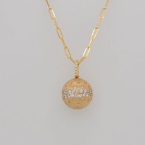 14K Confetti Diamond 3D Globe Pendant