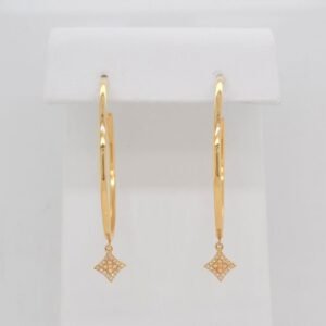 14K Pavé Star Dangles on Large Hoops
