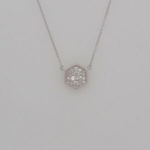14K Pavé Diamond Hexagon Necklace