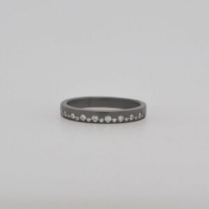 14K Confetti Diamond Blackened Narrow Brushed Band