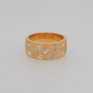 14K Scattered Baguette Diamond Wide Band