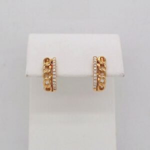 14K Diamond and Chain Link Hoops