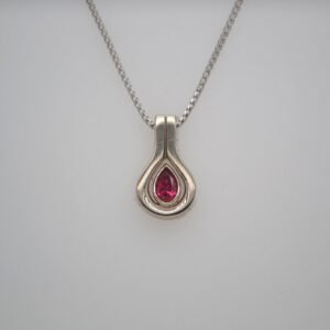 14K Pear Cut Ruby Pendant