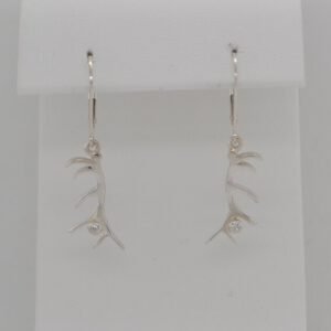 Sterling Silver Diamond Antler Earrings