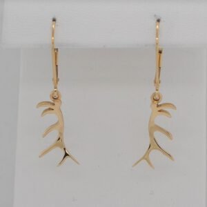 14K Yellow Gold Antler Earrings