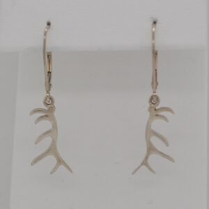 14K White Gold Antler Earrings
