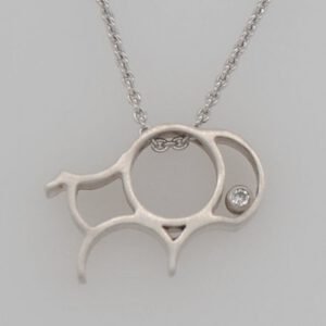 Sterling Silver Simms Bison Diamond Pendant