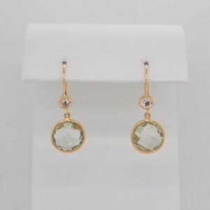 14K Prasiolite and White Topaz Earrings