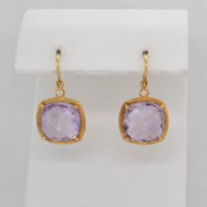 18K Amethyst Cushion Dangles