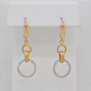 14K Diamond Circle Dangle Earrings