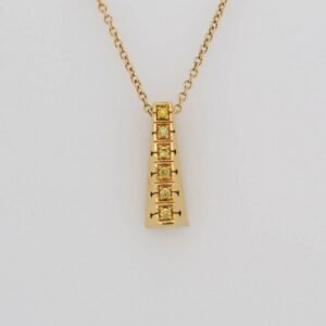 One of a Kind, 18K Yellow Diamond Geometric Bar Pendant