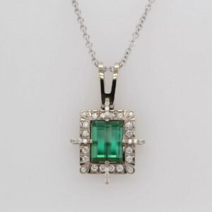 One of a Kind, 14K Tourmaline and Diamond Pendant