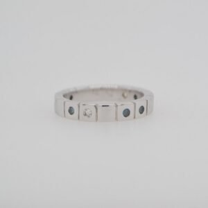 14K Blue & White Diamond Carved Band