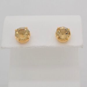 14K Yellow Gold Prasiolite Post Earrings