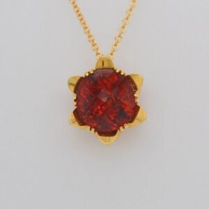 One of a Kind, 18K Spessartine Garnet Scalloped Pendant