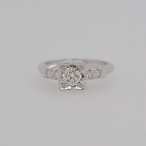 One of a Kind, 14K Square Art Deco Diamond Ring