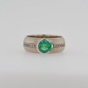 One of a kind, 14K Emerald & Diamond Ring