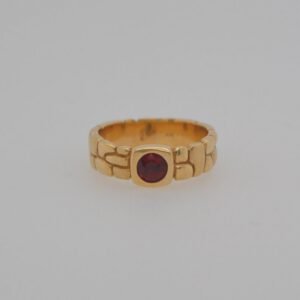 14K Ruby Bezel Set Sculpted Band Ring