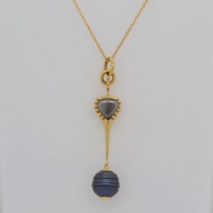 One of a Kind, 14K Gray Rose Cut Diamond & Tahitian Circle Pearl Pendant