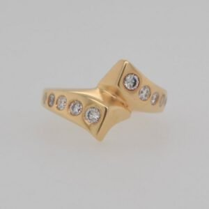 14K Flush Set Diamond Sculpted Ring