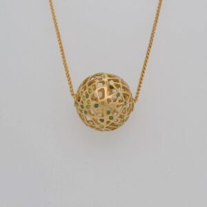 One of a Kind, 14K Green Diamond Globe Pendant
