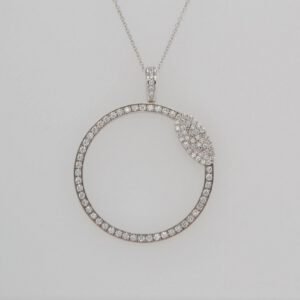 Platinum/14K Pavé Diamond Open Circle Pendant