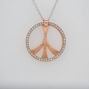 One of a Kind, 14K Diamond Peace Sign Pendant