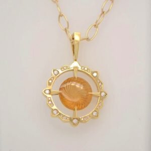 One of a Kind, 18K Citrine & Diamond Compass Pendant