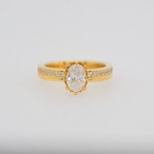 One of a Kind, 18K Oval Diamond Ring