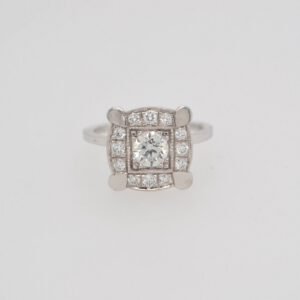14K Diamond Square Halo Ring