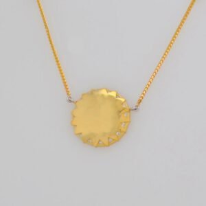 One of a Kind, 18K Domed Sunburst Diamond Suspended Necklace