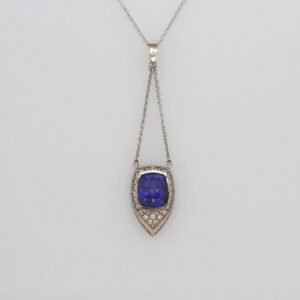 One of a Kind, 14K Tanzanite and Diamond Lariat Pendant