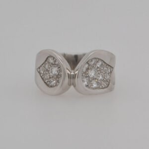 Platinum Pavé Diamond Curved Wide Band