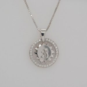 One of a Kind, 14K Diamond Halo Sun Dancers Pendant
